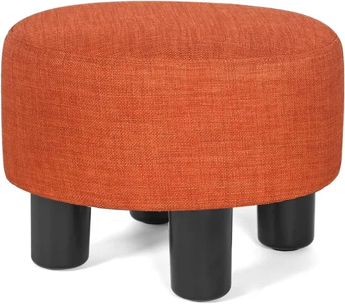 Joveco Taburete pequeño otomano, reposapiés corto redondo para silla, escritorio debajo de la oficina, sala de estar, naranja