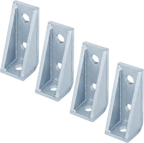 Paquete de 4 3 agujeros de 90 grados con fuelle para canal de puntal de 1-5/8 pulgadas, soporte de esquina L, 7/32 pulgadas de grosor