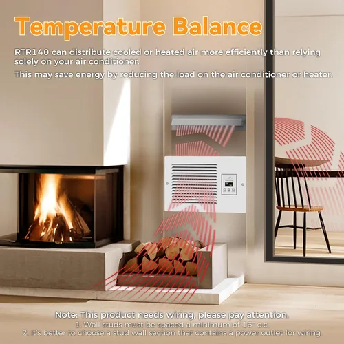 Miniatura 2 de Ventilador de transferencia de aire de habitación a habitación, ventilador de escape de pared con sistema de intercambio de aire programado
