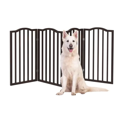 Miniatura 9 de Puerta para Mascotas de Interior - Puerta Plegable de 3 Paneles para Perros para Escaleras o Entradas - Cerca Independiente para Mascotas de 54x32
