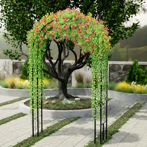 Miniatura 7 de Arbuxzuy Arco de Jardín de Acero de 102 pulgadas Pérgola Enrejado para Plantas Trepadoras Exterior, Patio, Arco de Jardín Ancho Resistente Duradero