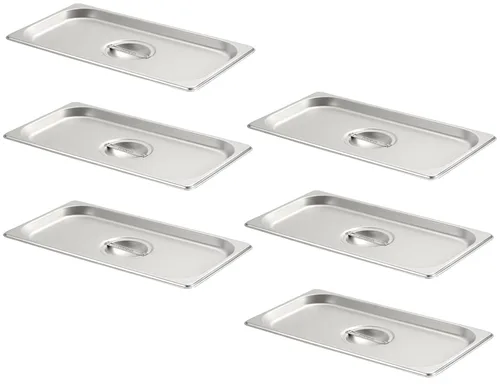 Miniatura 15 de CURTA Paquete de 6 sartenes antiatascos para hotel, tamaño 1/6 de 6 pulgadas de profundidad, bandeja comercial NSF de acero inoxidable 18/8
