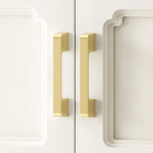Miniatura 2 de Rergy - Paquete de 10 tiradores de gabinete para cocina, tiradores dorados con centro de agujero de 3-3/4 pulgadas, manija cuadrada de aleación