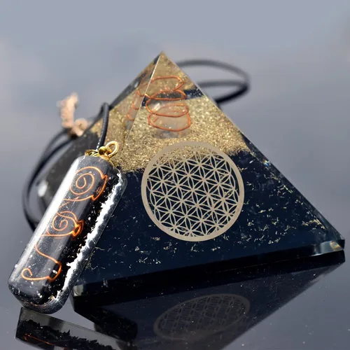 Miniatura 11 de Pirámide de orgonita de aguamarina, pirámide de cristal curativo, pirámide de piedras preciosas de cristal para meditación, motivación, positividad