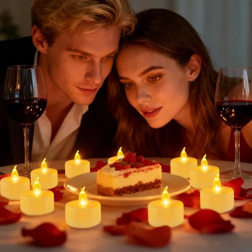 Miniatura 6 de Luces de Té, Velas sin Llama, Paquete de 100 Velas LED Amarillas Cálidas Operadas por Batería, Parpadean, 200+ Horas, Ideal para Decoración