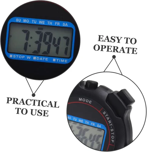 Miniatura 3 de GALPADA Cronómetro digital con pantalla grande, funcionamiento silencioso, temporizador portátil de mano para natación, entrenamiento, correr
