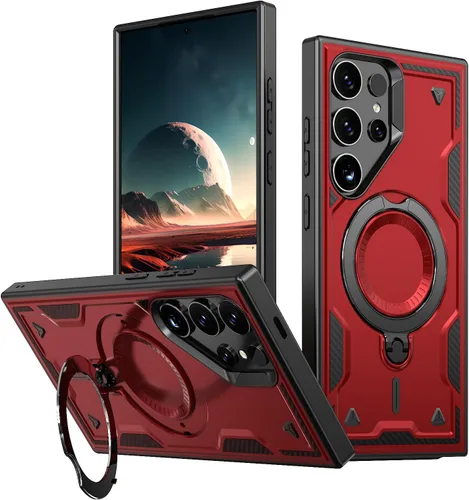 Miniatura 18 de Funda para Galaxy S26 Ultra, compatible con MagSafe, funda híbrida 2 en 1 protectora delgada y resistente con soporte magnético invisible para Rojo