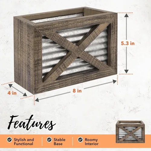 Miniatura 4 de Autumn Alley Soporte para utensilios de cocina de madera rústica para puerta de granero, detalles galvanizados, detalles de granja que añaden