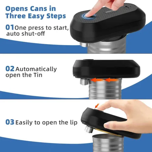 Miniatura 3 de Abrelatas eléctrico, abrelatas recargables para personas mayores y artritis, abrelatas automático de un solo toque, manos libres, borde liso