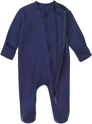 Miniatura 2 de Aablexema Pijama de bebé con puños de manopla, unisex, para recién nacido, doble forma, con cremallera, de algodón, para bebé