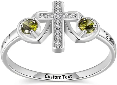 Miniatura 3 de Anillo de pureza cristiana para adolescentes y niñas, anillos de cruz para mujeres, joyería cristiana con pulgar de amor, anillo de plata de ley