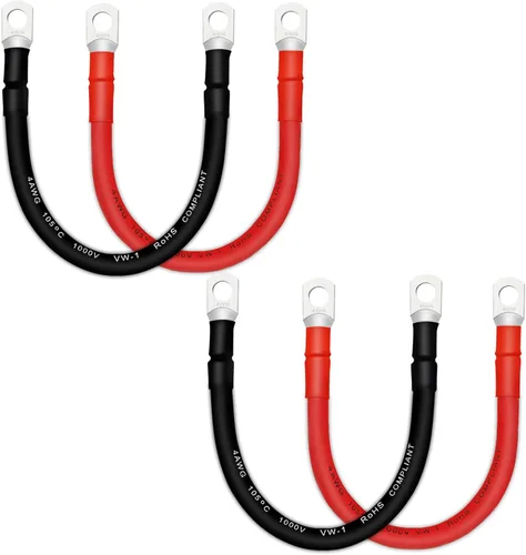 Miniatura 23 de Cable de batería, cables de batería 2 AWG con terminales, 2 cables de batería de cobre (1 pie).