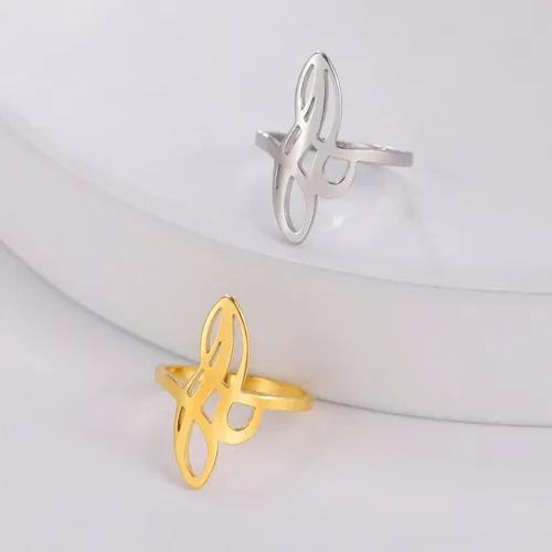 Miniatura 5 de Anillo de nudo de bruja, anillo de nudo celta de acero inoxidable con diseño geométrico de bruja, anillo de dedo Wiccano, anillo de boda, anillo