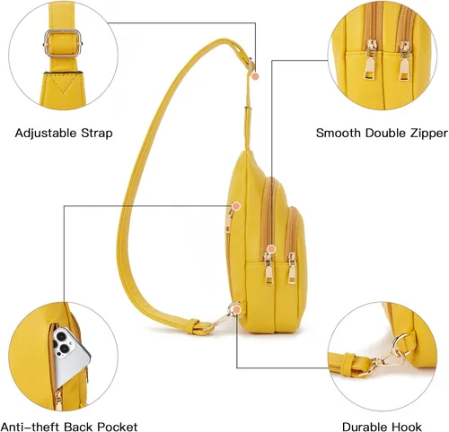 Miniatura 3 de Telena Riñonera pequeña para mujer, de cuero, cangureras, bolsa de pecho para mujer