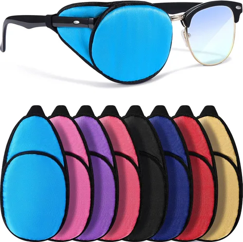 8 piezas de parche de ojo de seda parche suave para ojos de un solo ojo para adultos niños gafas
