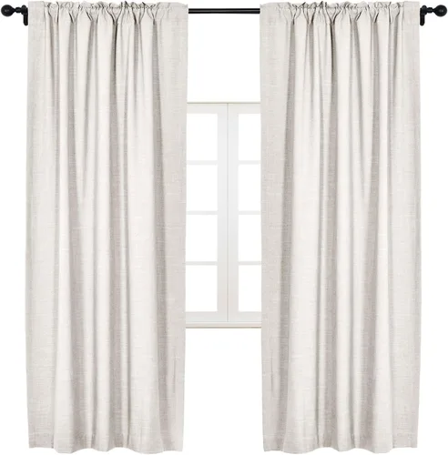 Miniatura 7 de coloelaf - Cortinas opacas para dormitorio, cortinas de lino blanco con aislamiento térmico para ventana, para sala de estar, cocina, casa de campo