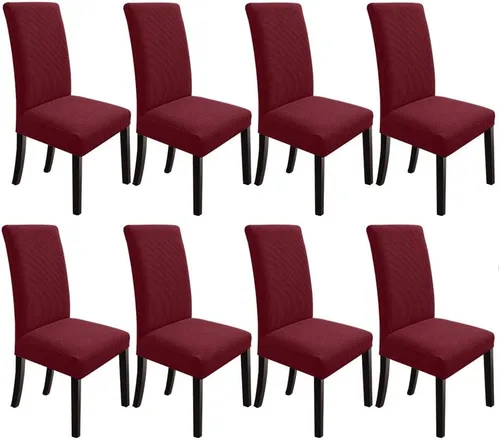 Miniatura 38 de NORTHERN BROTHERS Juego de 2 fundas para sillas de comedor, fundas elásticas para sillas Parsons, color rojo vino