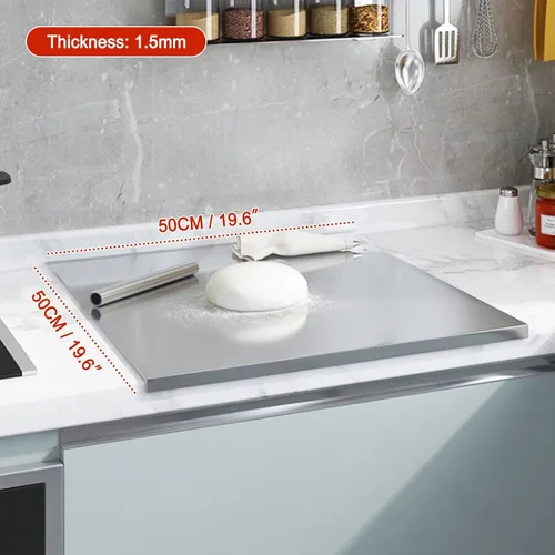 Miniatura 2 de Tablas de cortar de acero inoxidable para cocina, tablas de cortar de acero inoxidable 304 con borde y almohadilla antideslizante de silicona