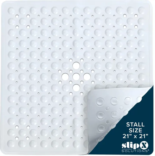 SlipX Solutions - Alfombrilla cuadrada para ducha que proporciona una resistencia fiable a los deslizamientos (lados de 21 pulgadas, 160 ventosas,