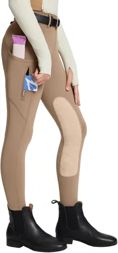 Miniatura 51 de baleaf Pantalones de equitación para niñas, pantalones ecuestres para niños, con parche en la rodilla, bolsillo con cremallera