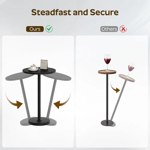 Miniatura 5 de YATINEY Mesa auxiliar redonda, mesa alta para bebidas para espacios pequeños, mesa auxiliar de café Martini estilo pedestal en sala de estar, Mármol