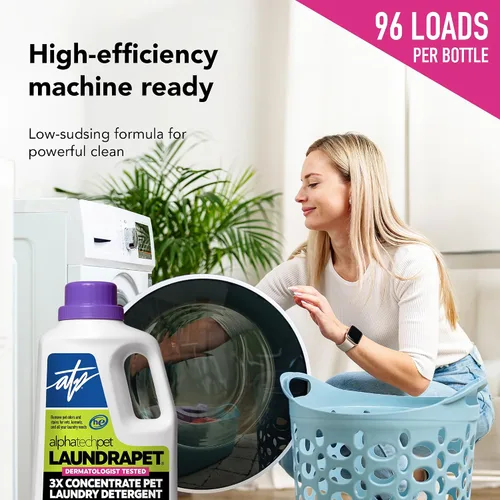 Miniatura 4 de LaundraPet - Detergente para ropa de alta calidad 3X Strength con limpiador enzimático, 64 onzas (96 lavados), eliminador de manchas y olores