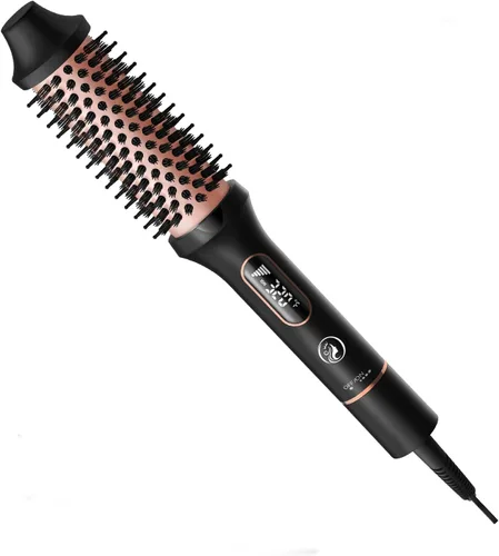 CINOSTAR Cepillo redondo con calor para look de secado al aire con voluminizador, herramienta de peinado de 1.5 pulgadas, cepillo térmico iónico de