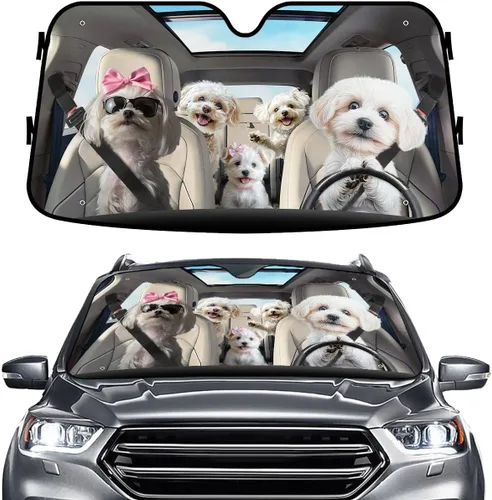 Miniatura 10 de GENANY - Cubierta de parabrisas de flamenco para automóvil, SUV, camión (55 x 30 pulgadas), protector térmico plegable, persianas para ventanas