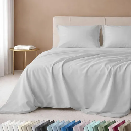 Miniatura 31 de California Design Den Juego de sábanas de lujo tamaño King - 100% algodón, 600 número de hilos, sábanas King de bolsillo profundo, ropa de cama