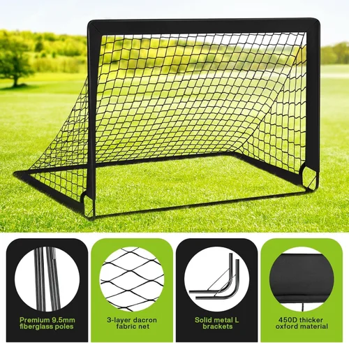 Miniatura 2 de 2 porterías de fútbol de 4 x 3 pies para patio trasero, equipo de entrenamiento portátil con pelota de fútbol, 10 conos de fútbol, bolsa
