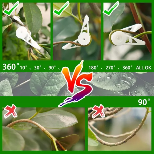 Miniatura 5 de YBB 60 clips ajustables de 360 grados, clips de entrenamiento de tallo para entrenamiento de bajo estrés (verde + blanco)