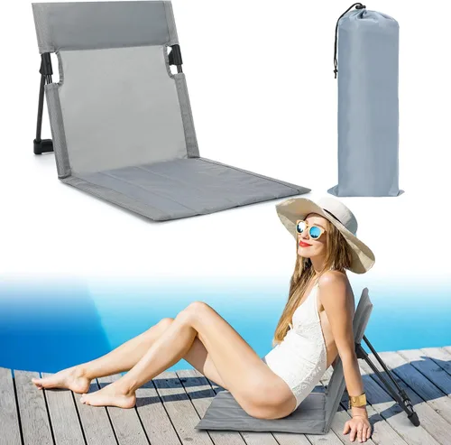 Miniatura 9 de Karenhi Sillas plegables junto a la piscina para borde de la piscina, sillas de playa portátiles con soporte trasero, asientos plegables de piscina