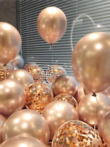 Miniatura 3 de Globos de látex con confeti de oro rosa de Bezente - paquete de 60 globos de helio de 12 pulgadas con confeti de oro rosa para decoraciones