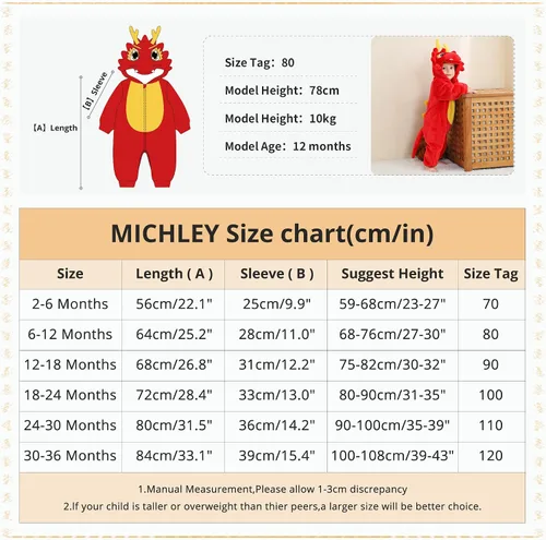 Miniatura 3 de MICHLEY - Overol unisex para bebé, mameluco estilo animal, con capucha, de franela, cosplay, para invierno u otoño