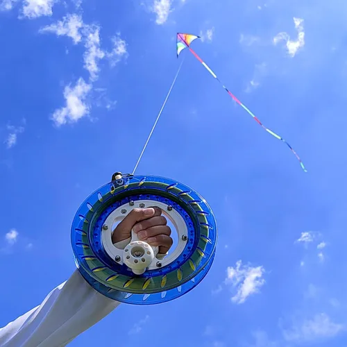 Miniatura 2 de Simxkai Carrete de cuerda de cometa, carrete de cuerda, enrollador de línea, viene con cerradura, 8 pulgadas con línea resistente (azul)