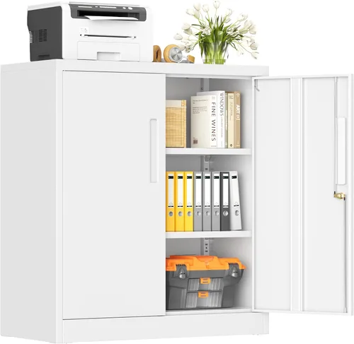 Miniatura 22 de INTERGREAT Gabinete de almacenamiento de metal con puertas con cerradura, gabinetes de almacenamiento de acero con cerradura con 2 puertas