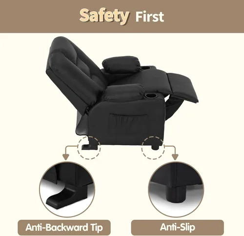 Miniatura 6 de MCombo Sillón reclinable para niños grandes para edades 3+, Silla reclinable para niños, Sillón reclinable para niños pequeños con portavasos, Cuero
