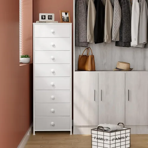 Miniatura 7 de Crestlive Products Cómoda alta, torre de almacenamiento Fabirc de 8 cajones, cajoneras - Unidad organizadora vertical para dormitorio, pasillo