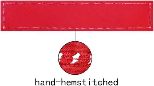 Miniatura 3 de Grelucgo Juego de 4 manteles individuales decorativos hechos a mano con punto vainica, color rojo, rectangular, 12 x 18 pulgadas