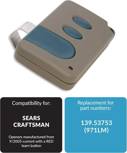 Miniatura 4 de Reemplazo remoto de puerta de garaje para Sears Craftsman (139.53681) 971LM (botón rojo de aprendizaje) (paquete de 2)