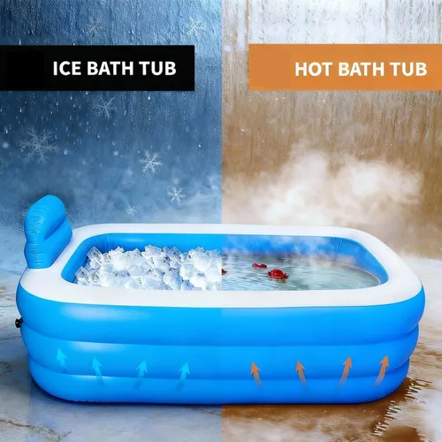 Miniatura 4 de Bañera inflable doble para 2 adultos – Tina inflable portátil de PVC de 3 capas resistente con bomba de aire eléctrica, bañera de hidromasaje