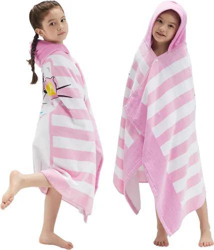 Miniatura 15 de BANGSAUR Toallas de playa para niños con capucha, algodón suave de 50 x 30 pulgadas, niñas y bebés de 3 a 12 años, toalla de baño, piscina