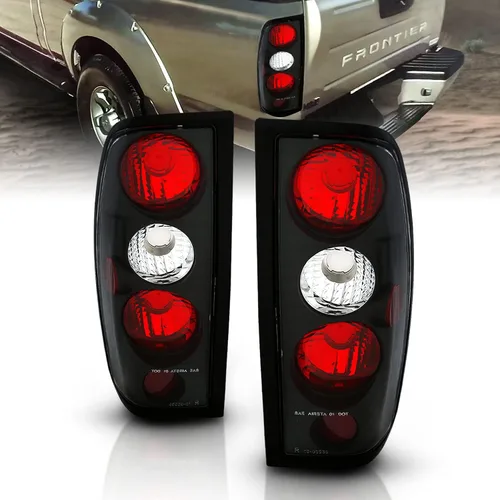 AmeriLite para Nissan Frontier 1998-2004 Euro Transparente Negro Luces Traseras de Repuesto OE Juego de Lámparas de Freno - Lado del Pasajero y del