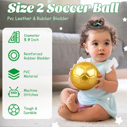 Miniatura 2 de DLUGOPIS Sparkling Pink Toddler Soccer Ball - Mini, Age 3-8, Indoor/Outdoor, Small Size for Boys & Girls (Sparkling Pink, 1)