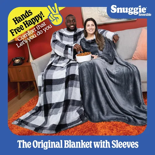 Miniatura 4 de Snuggie Manta original con mangas y bolsillos, acogedora manta de gran tamaño para hombres y mujeres adultos, talla única, 71x54