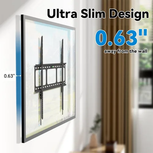 Miniatura 2 de Soporte de pared para TV ultra delgado, de 0.63 pulgadas, de perfil bajo, para la mayoría de 50 a 100 pulgadas, soporte de pared fijo para TV que se