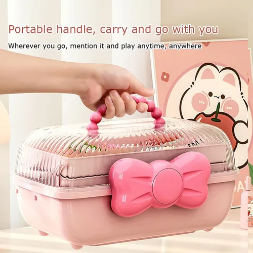 Miniatura 5 de Caja organizadora de accesorios para el cabello, caja de almacenamiento portátil de 3 capas, caja de herramientas de plástico multifuncional