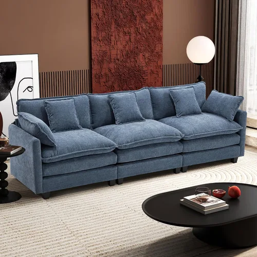 Miniatura 25 de Ihanherry - Sofá de nube de 3 plazas en L, modular, de asiento profundo, para sala de estar, cómodo cojín de asiento tapizado de doble capa, tela