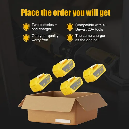 Miniatura 5 de POWTREE Paquete de 4 baterías de litio de 8.0 mAh DCB200 de repuesto para Dewalt de 20 V compatibles con DCB206 DCB201 DCB207 serie DCD/DCF/DCG/DCS