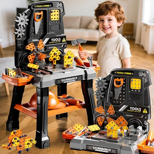 Miniatura 3 de Juego de Juguetes de Herramientas para Niños con Sonido de Taladro Electrónico para Edades 3, 4, 5, 6, 7, 8, Juguetes de Mesa de Trabajo para Niños